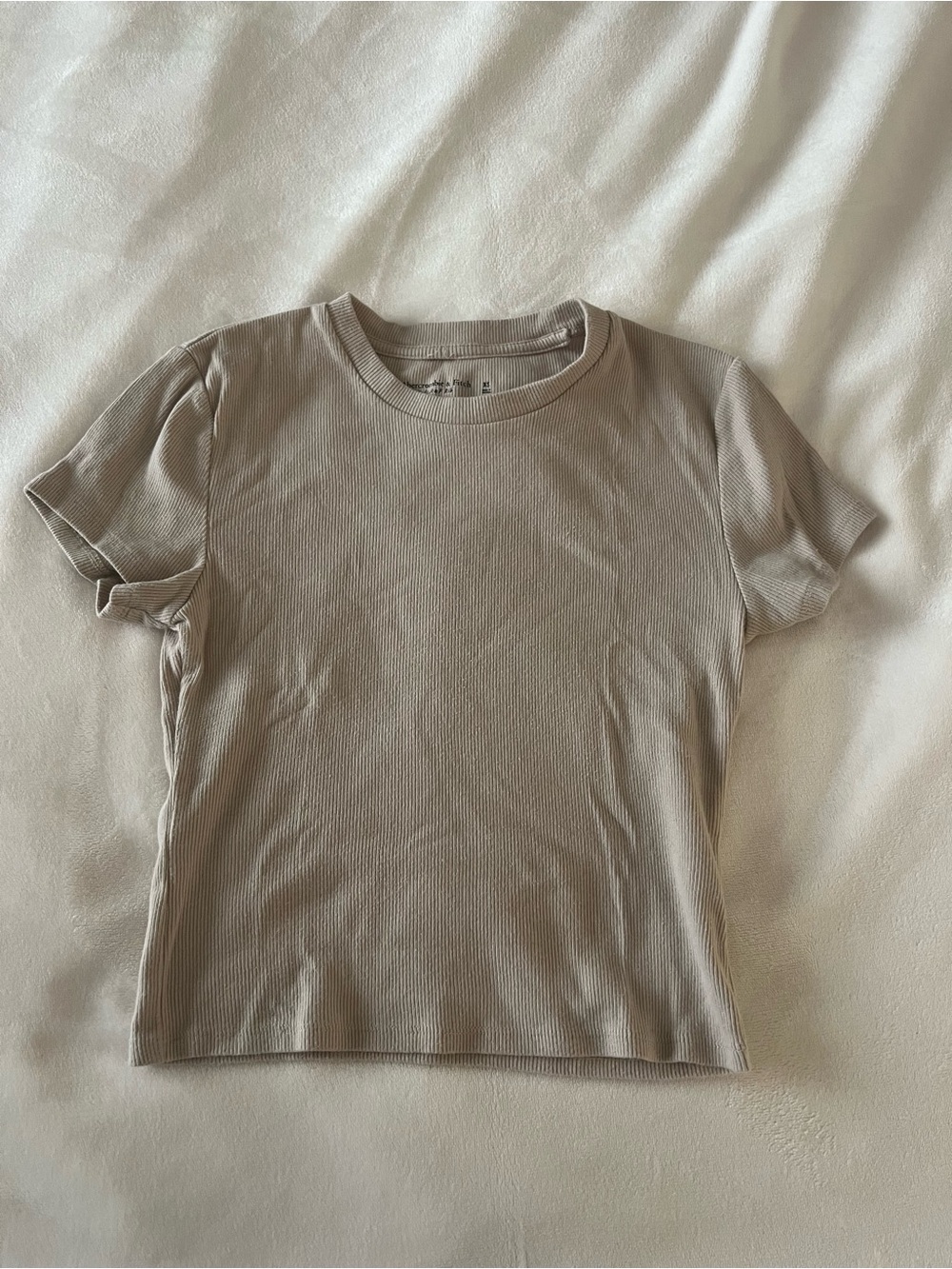 Abercrombie Ribbed Crewneck Baby Tee - Taupe